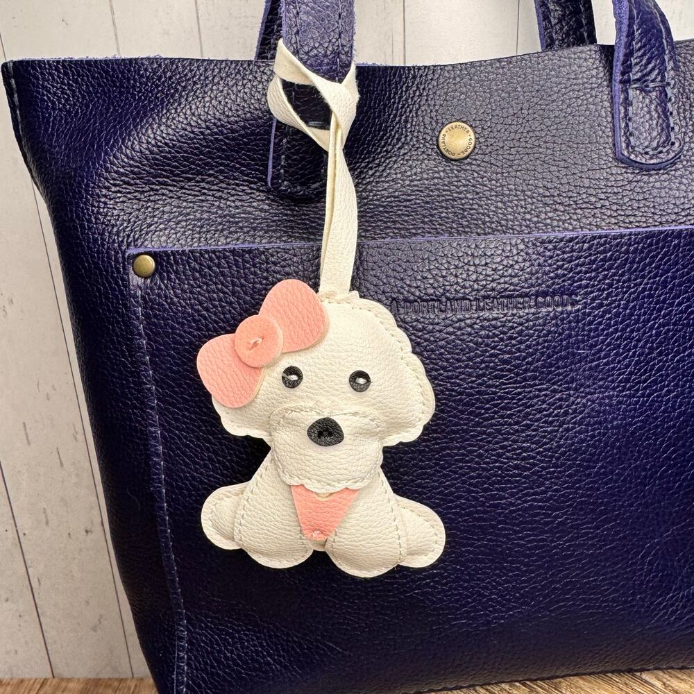 White Dog Bag Charm Dog Lover Purse Charm Poodle Cute Dog Charm NeW!